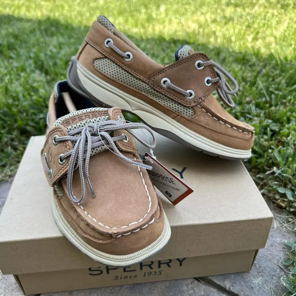 Sperry Top-Sider Shoes Boys Size 11 Brown Lanyard AC Boat Surprise No Tie